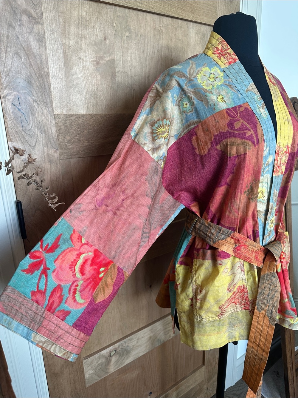 Zara Patchwork Floral Kimono Jacket - Lightweight Wrap